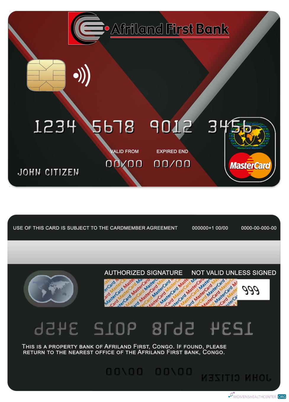 Download Congo Afriland First bank mastercard Photoshop template